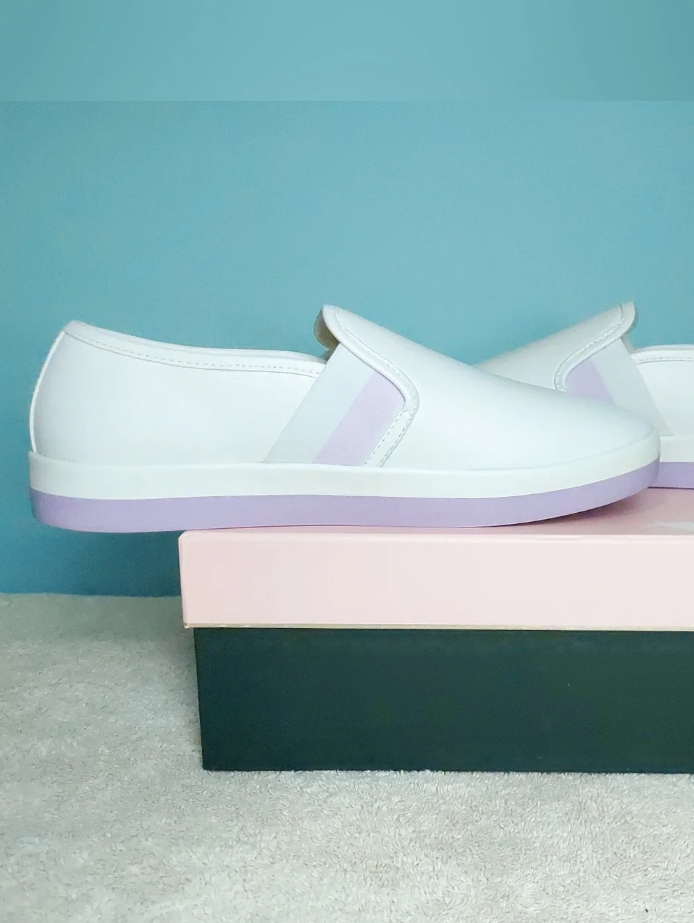 Kate Spade NY White & Lavender Loafer Sneakers Womens Size 9.5 NWT Preppy Office